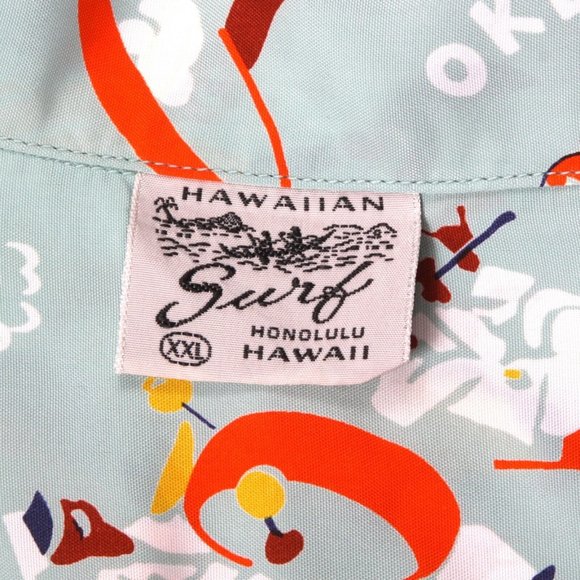 SUN SURF Special Edition Lei Queen Luau Cowboy Blue Rayon Shirt Japan sz XXL 615 - Picture 4 of 6